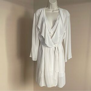 Oscar de la Renta Pink Label  Ivory Robe and Chemise Set